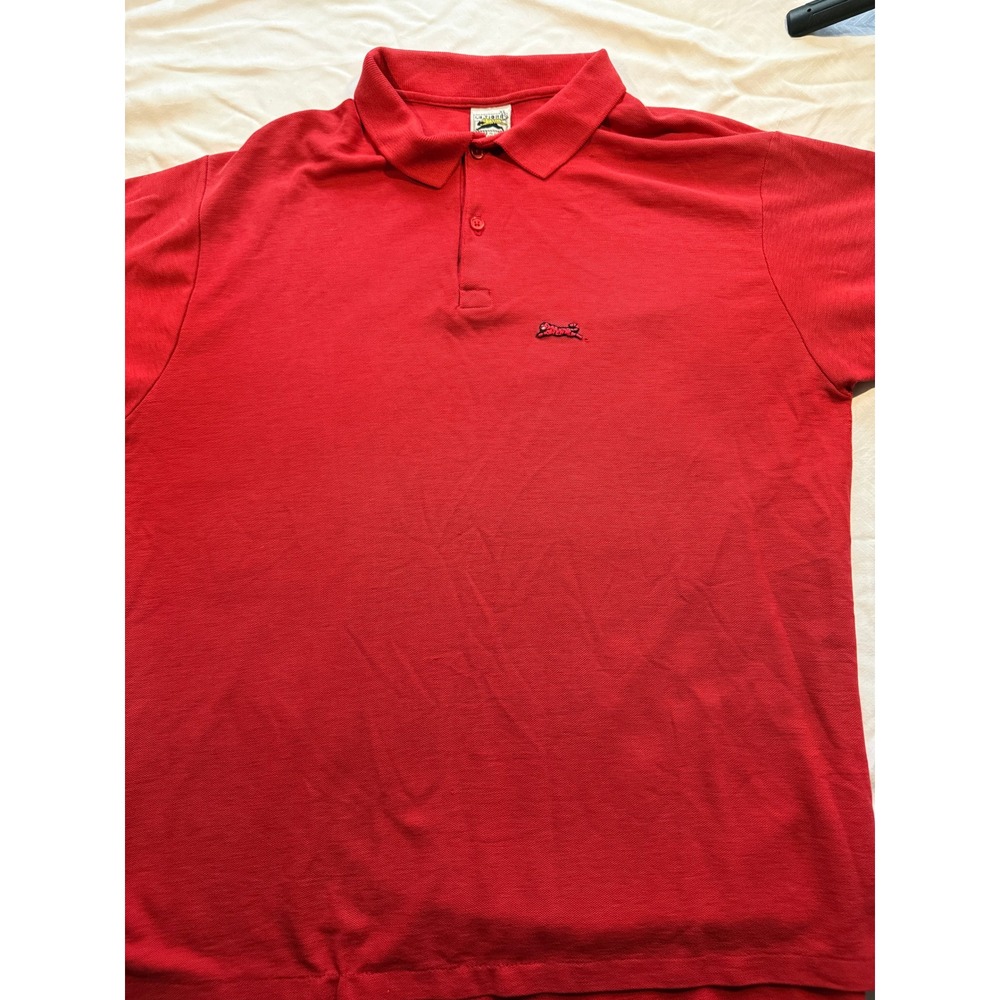 Vintage Le Tigre Polo Shirt Mens XL Red Short Sleeve Made in USA Preppy Golf